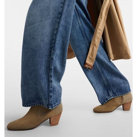 Isabel Marant Sz FR 38 US 8 Dicker Taupe Suede Western Ankle Booties Boots - Picture 13 of 13